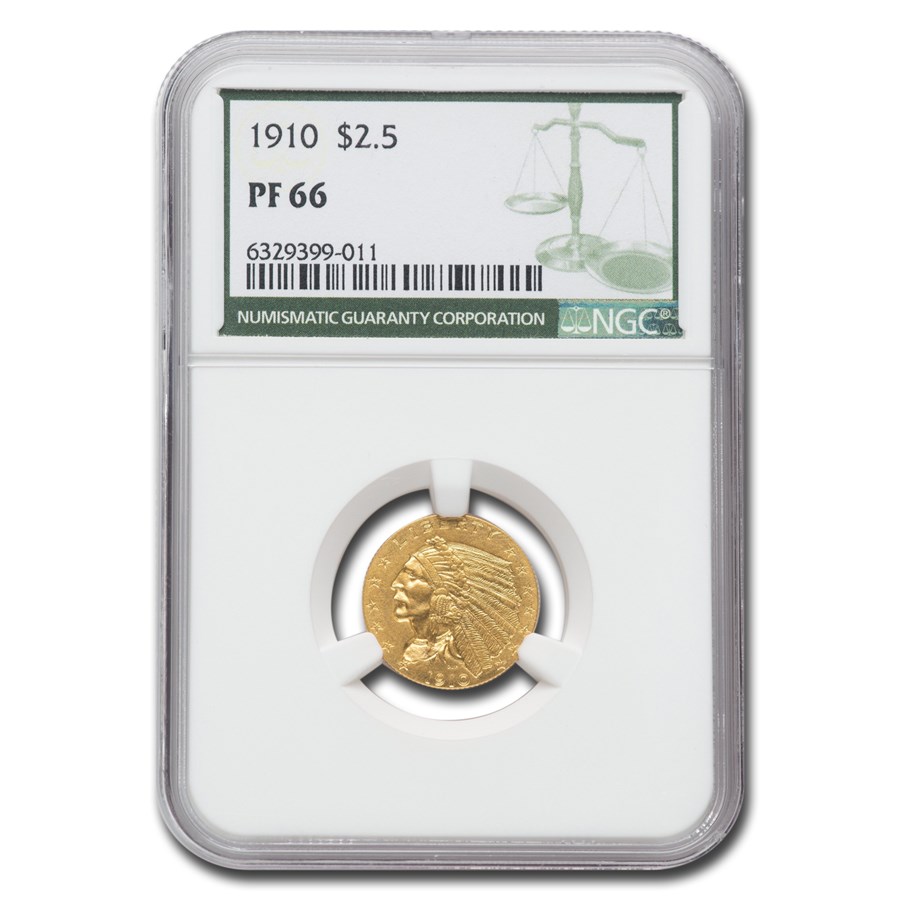1910 $2.50 Liberty Gold Quarter Eagle PF-66 NGC (Green Label)