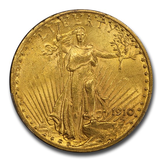 1910 $20 Saint-Gaudens Gold Double Eagle MS-62 PCGS CAC 1910 $20 Saint-Gaudens Gold Double Eagle MS-62 PCGS CAC