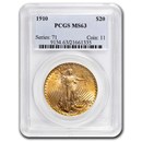 1910 $20 Saint-Gaudens Gold Double Eagle MS-63 PCGS