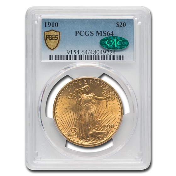 1910 $20 Saint-Gaudens Gold Double Eagle MS-64 PCGS CAC