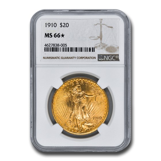 1910 $20 Saint-Gaudens Gold Double Eagle MS-66* NGC 1910 $20 Saint-Gaudens Gold Double Eagle MS-66* NGC