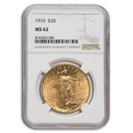 1910 $20 St Gaudens Gold Double Eagle MS-62 NGC