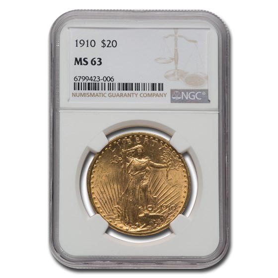 1910 $20 St Gaudens Gold Double Eagle MS-63 NGC 1910 $20 St Gaudens Gold Double Eagle MS-63 NGC