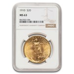 1910 $20 St Gaudens Gold Double Eagle MS-63 NGC