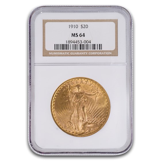 1910 $20 St Gaudens Gold Double Eagle MS-64 NGC