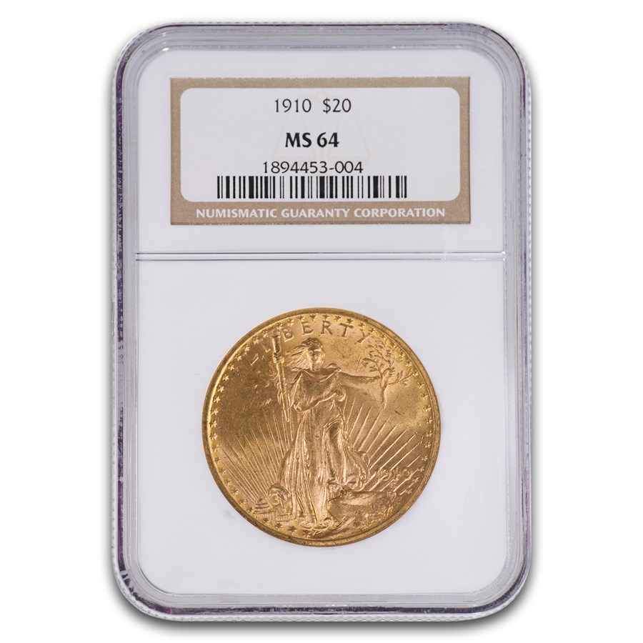 1910 $20 St Gaudens Gold Double Eagle MS-64 NGC