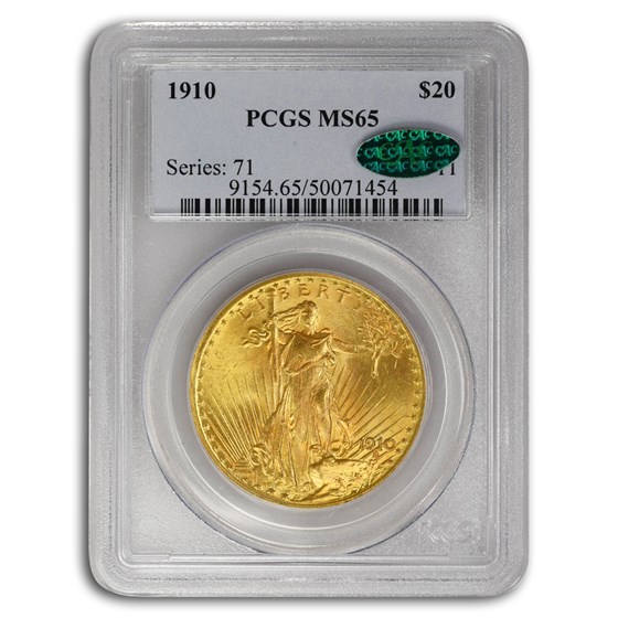 1910 $20 St Gaudens Gold Double Eagle MS-65 PCGS CAC 1910 $20 St Gaudens Gold Double Eagle MS-65 PCGS CAC