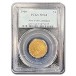 1910 $5 Indian Gold Half Eagle MS-61 PCGS