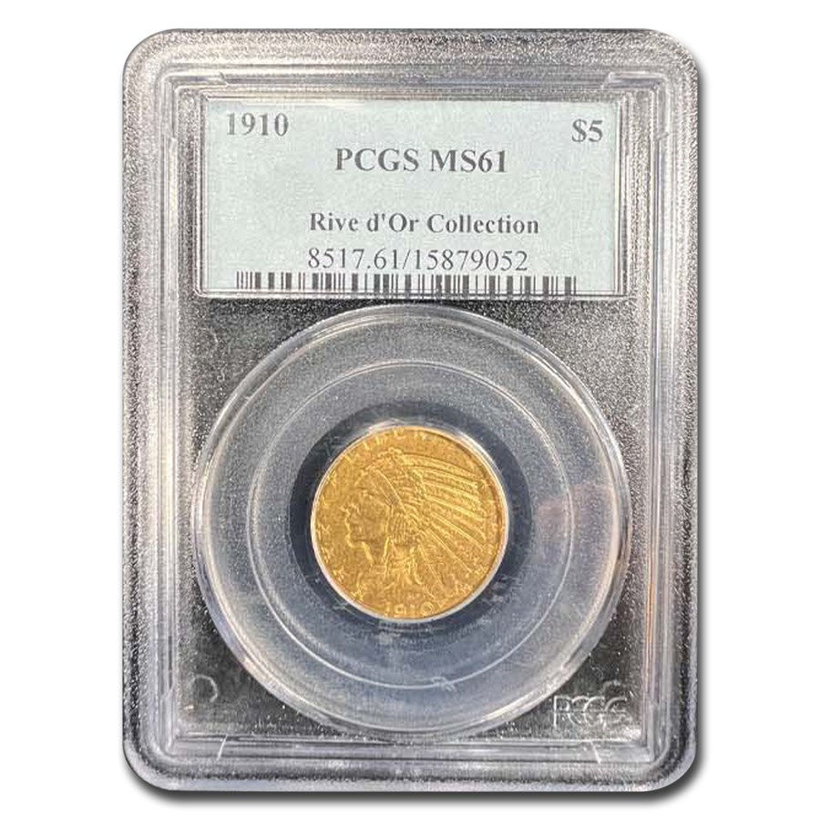 1910 $5 Indian Gold Half Eagle MS-61 PCGS