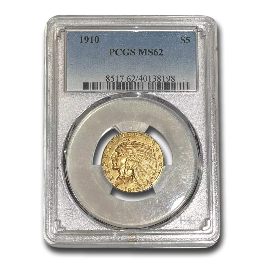 1910 $5 Indian Gold Half Eagle MS-62 PCGS