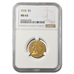 1910 $5 Indian Gold Half Eagle MS-63 NGC