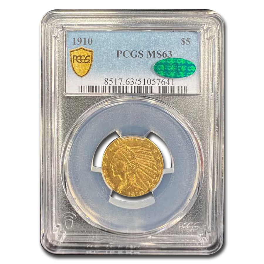 1910 $5 Indian Gold Half Eagle MS-63 PCGS CAC