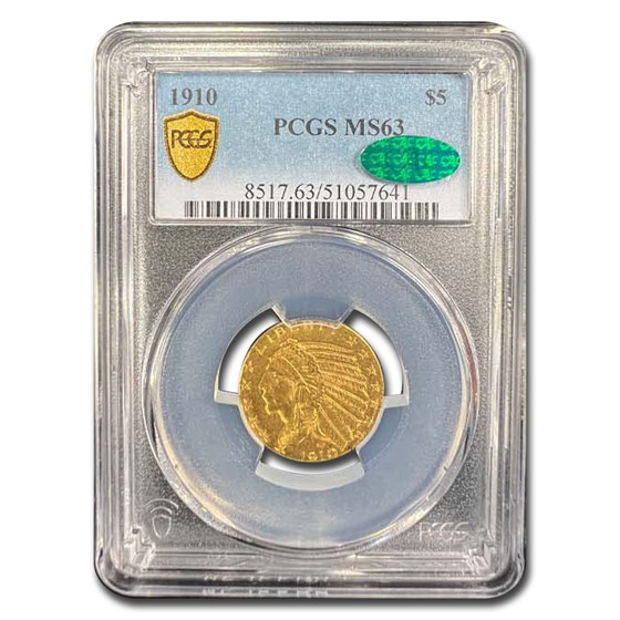 1910 $5 Indian Gold Half Eagle MS-63 PCGS CAC 1910 $5 Indian Gold Half Eagle MS-63 PCGS CAC