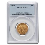 1910 $5 Indian Gold Half Eagle MS-63 PCGS