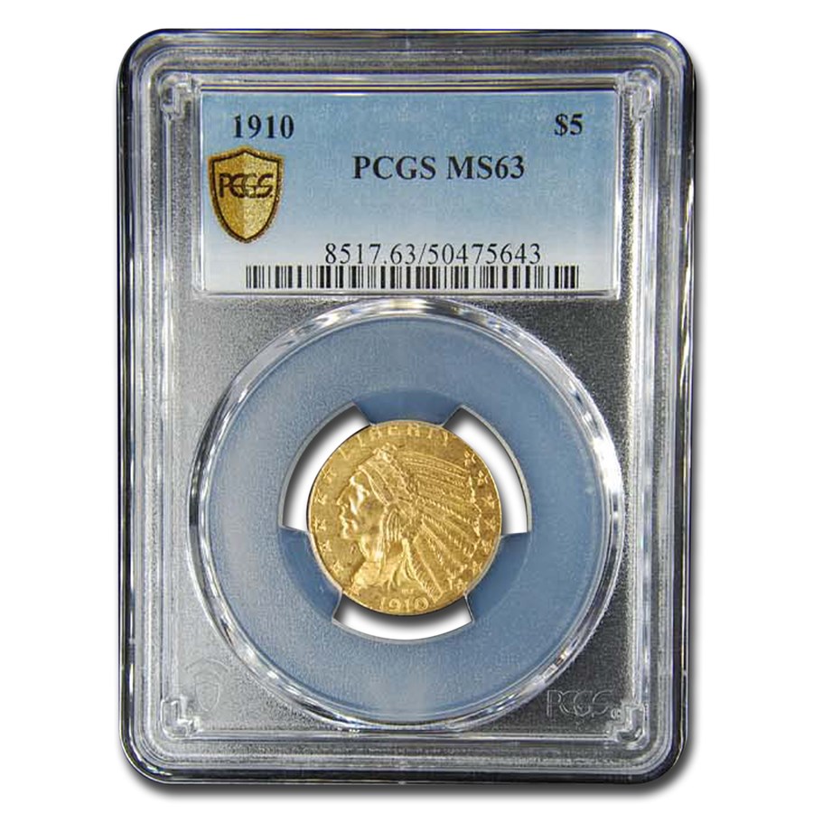 1910 $5 Indian Gold Half Eagle MS-63 PCGS