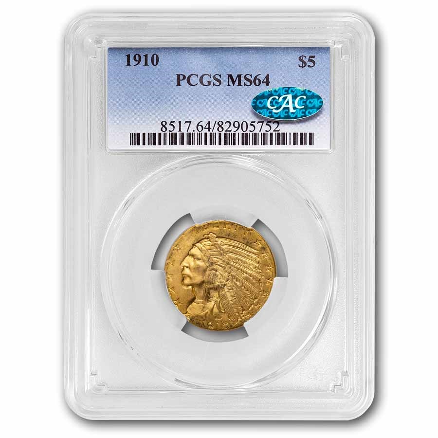 1910 $5 Indian Gold Half Eagle MS-64 PCGS CAC