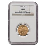 1910 $5 Indian Gold Half Eagle MS-65 NGC