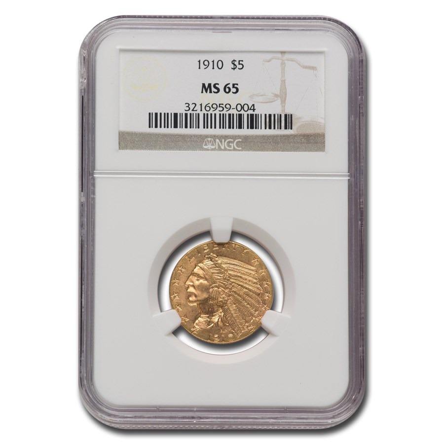 1910 $5 Indian Gold Half Eagle MS-65 NGC