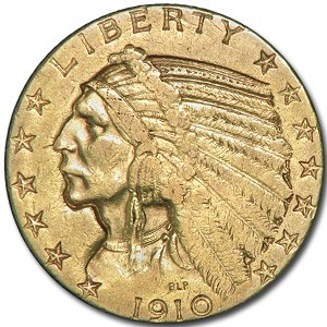1910 $5 Indian Gold Half Eagle XF 1910 $5 Indian Gold Half Eagle XF