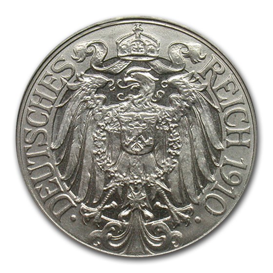 1910-A Germany 25 Pfennig PR-64 Cameo PCGS 1910-A Germany 25 Pfennig PR-64 Cameo PCGS