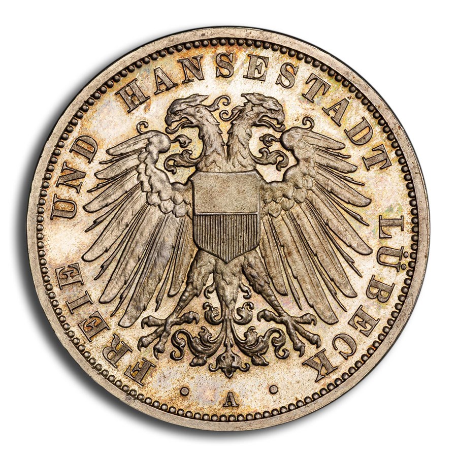 1910-A Germany Silver 3 Mark PR-66 Cameo PCGS (Lubeck)