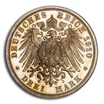1910-A Germany Silver 3 Mark PR-66 Cameo PCGS (Lubeck)