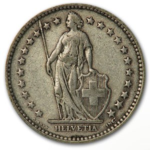 1910-B Switzerland Silver 2 Francs VF 1910-B Switzerland Silver 2 Francs VF