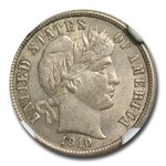 1910 Barber Dime AU-58 NGC