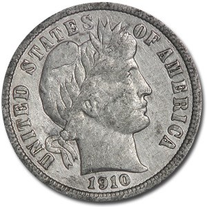 1910 Barber Dime AU 1910 Barber Dime AU