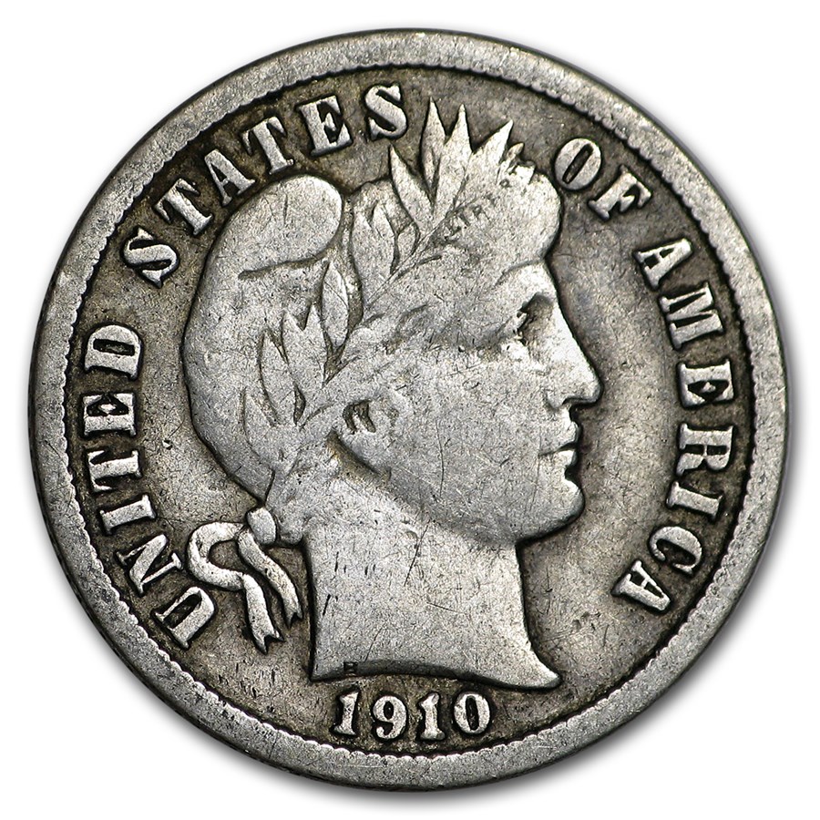 1910 Barber Dime Fine