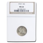 1910 Barber Dime MS-64 NGC