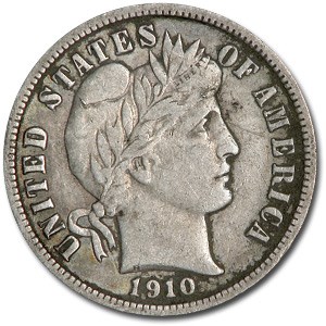 1910 Barber Dime XF 1910 Barber Dime XF