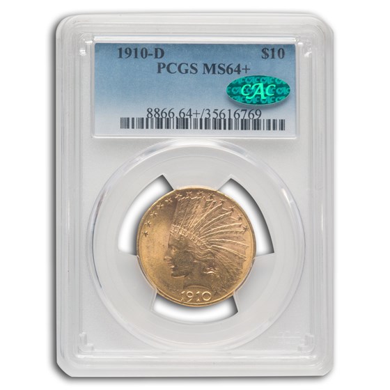 1910-D $10 Indian Gold Eagle MS-64+ PCGS CAC