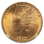 1910-D $10 Indian Gold Eagle MS-66 NGC
