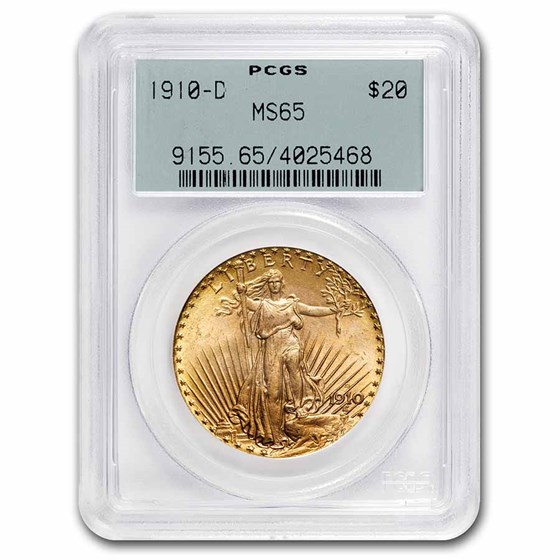 1910-D $20 Saint-Gaudens Gold Double Eagle MS-65 PCGS 1910-D $20 Saint-Gaudens Gold Double Eagle MS-65 PCGS