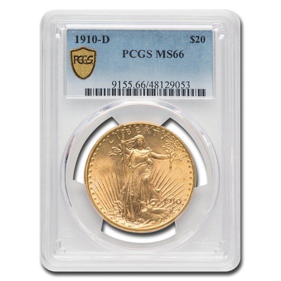 1910-D $20 Saint-Gaudens Gold Double Eagle MS-66 PCGS 1910-D $20 Saint-Gaudens Gold Double Eagle MS-66 PCGS