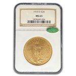 1910-D $20 St Gaudens Gold Double Eagle MS-63 NGC CAC