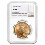 1910-D $20 St Gaudens Gold Double Eagle MS-63 NGC