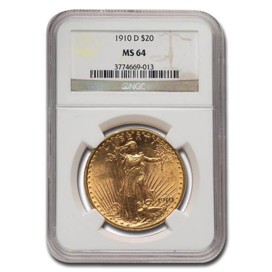1910-D $20 St Gaudens Gold Double Eagle MS-64 NGC 1910-D $20 St Gaudens Gold Double Eagle MS-64 NGC