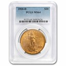 1910-D $20 St Gaudens Gold Double Eagle MS-64 PCGS