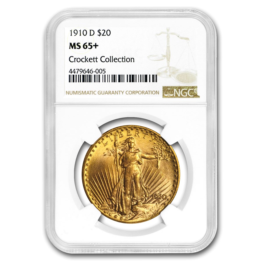 1910-D $20 St Gaudens Gold Double Eagle MS-65+ NGC
