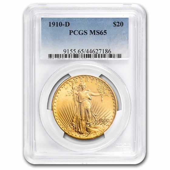 1910-D $20 St Gaudens Gold Double Eagle MS-65 PCGS 1910-D $20 St Gaudens Gold Double Eagle MS-65 PCGS