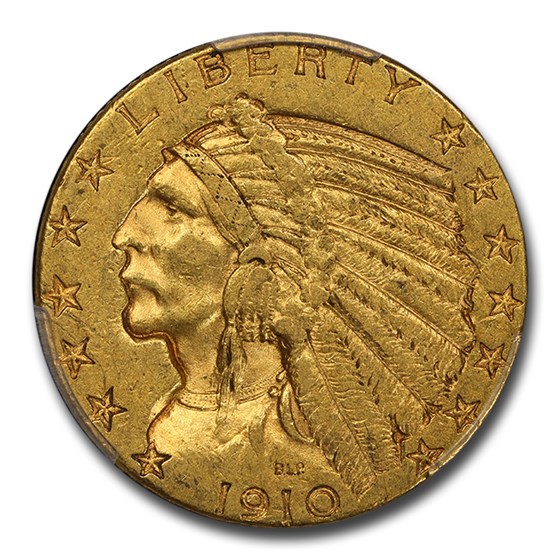 1910-D $5 Indian Gold Half Eagle AU-55 PCGS CAC 1910-D $5 Indian Gold Half Eagle AU-55 PCGS CAC