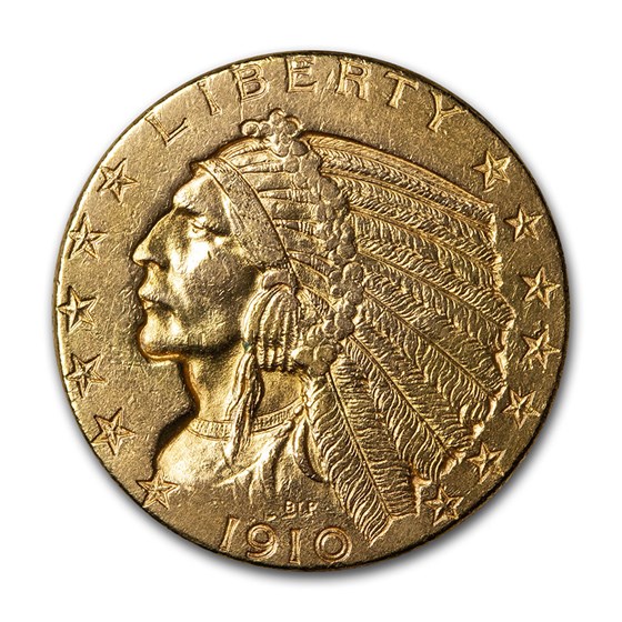 1910-D $5 Indian Gold Half Eagle AU