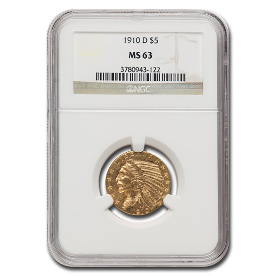 1910-D $5 Indian Gold Half Eagle MS-63 NGC 1910-D $5 Indian Gold Half Eagle MS-63 NGC