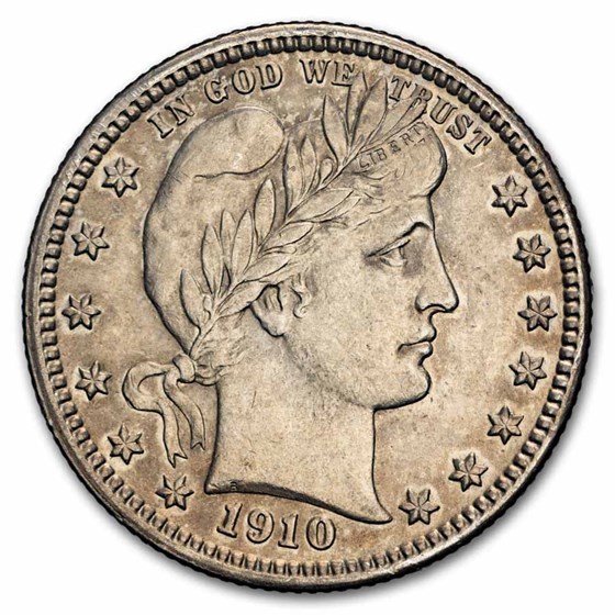 1910-D Barber Quarter AU