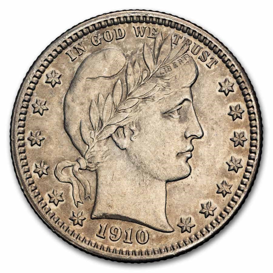 1910-D Barber Quarter AU