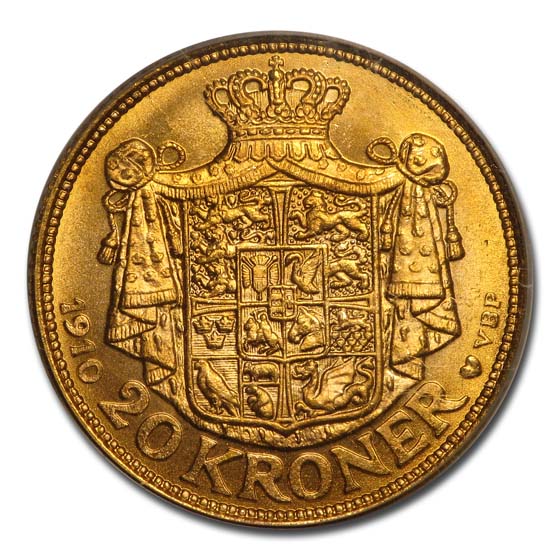 1910 Denmark Gold 20 Kroner Frederik VIII MS-66 PCGS | eBay