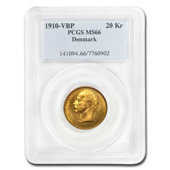 1910 Denmark Gold 20 Kroner Frederik VIII MS-66 PCGS 1910 Denmark Gold 20 Kroner Frederik VIII MS-66 PCGS