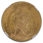 1910 France Gold 20 Francs MS-67 NGC